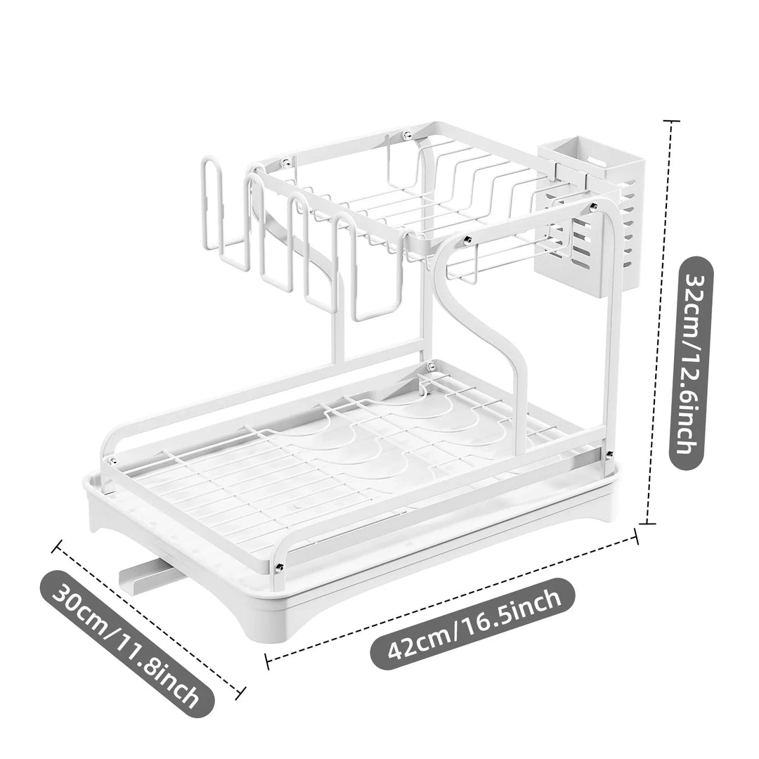 2Tier Metal Dish Drying Drainer Rack With Drainboard Kitchen Counter | Bowlift