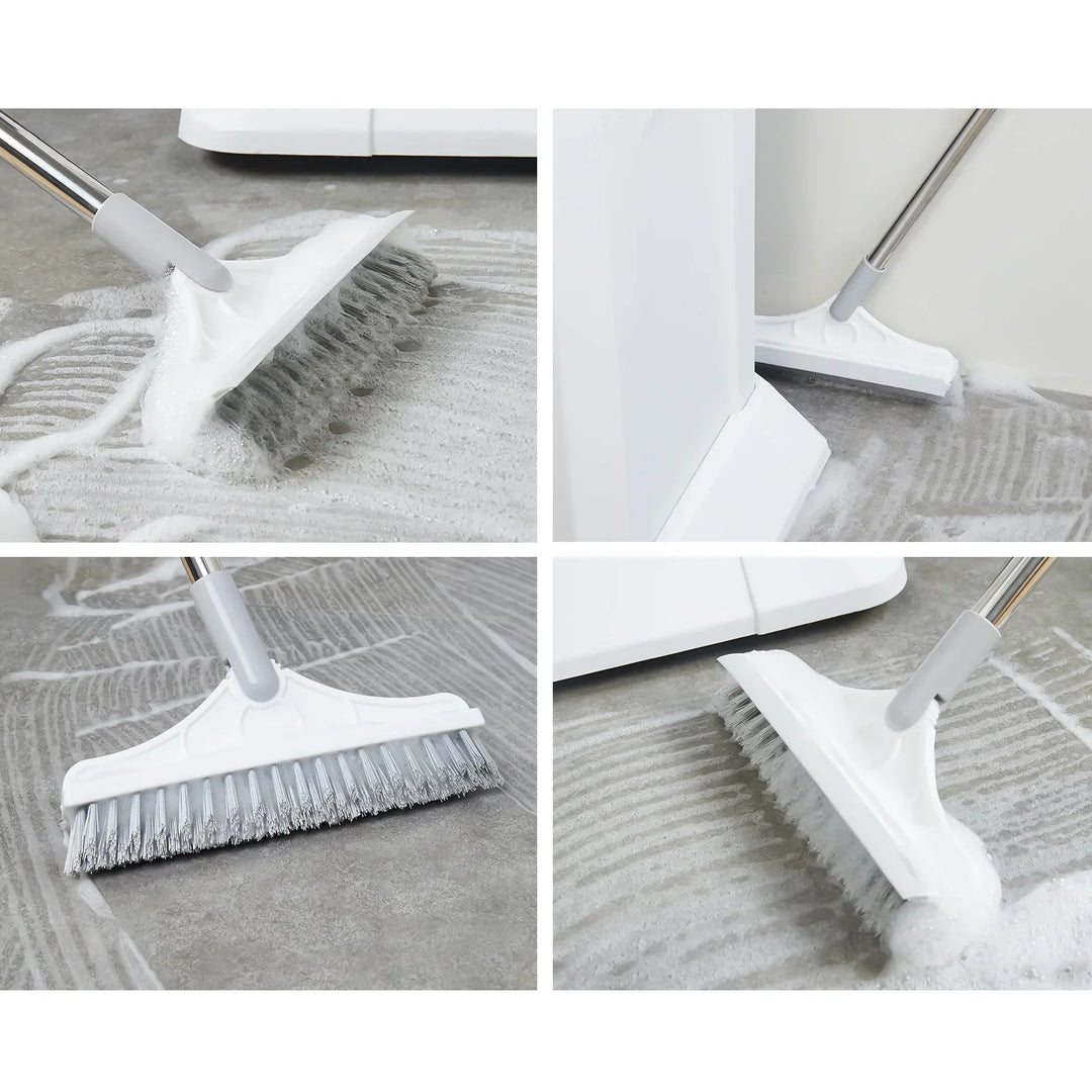 2 In 1 Floor Scrub Brush with Window Squeegee 120 Degrees Rotatable Long Handle Bowlift