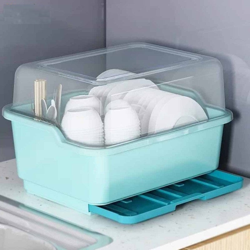 Dish Rack Covered With Drainage Tray Bowlift