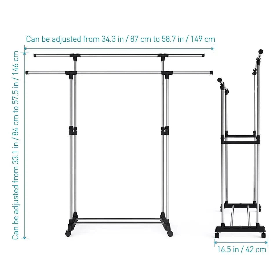 Double Pole Cloth Rail With Wheels Bowlift