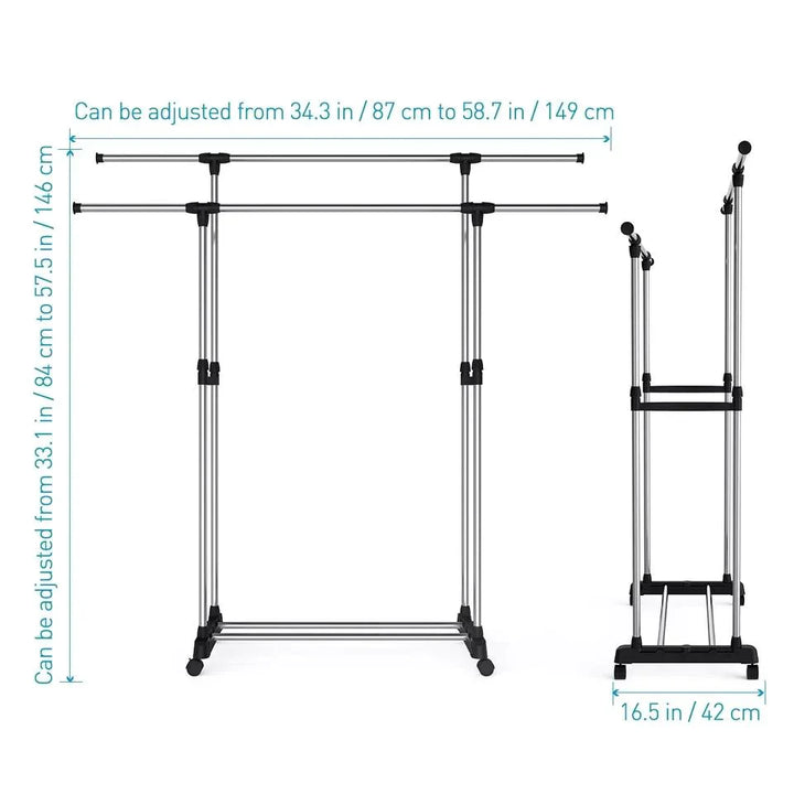 Double Pole Cloth Rail With Wheels Bowlift