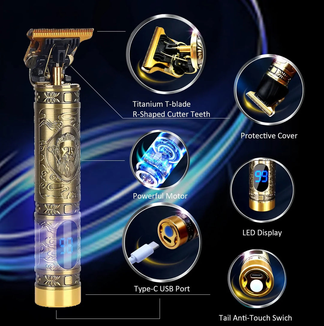 Branded T9 Vintage Beard Trimmer Professional Hair Cut Shaving Machine USB Rechargeable Wireless Bowlift