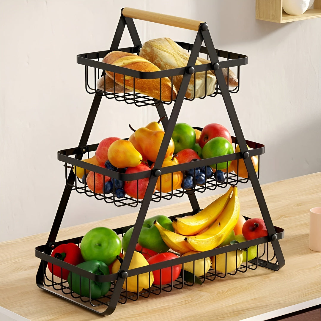3-tiered fruit basket made of metal – space-saving and decorative | Ideal for kitchen & dining taBowlifte | Bowlift