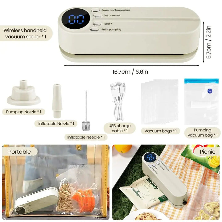 BowLift | 3-in-1 cordless mini vacuum sealer – keep food fresh & more