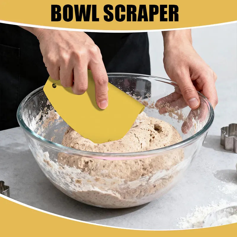 3-in-1 Stainless Steel Dough Scraper Set Bench Bowl Cake Pastry Scraper | Bowlift