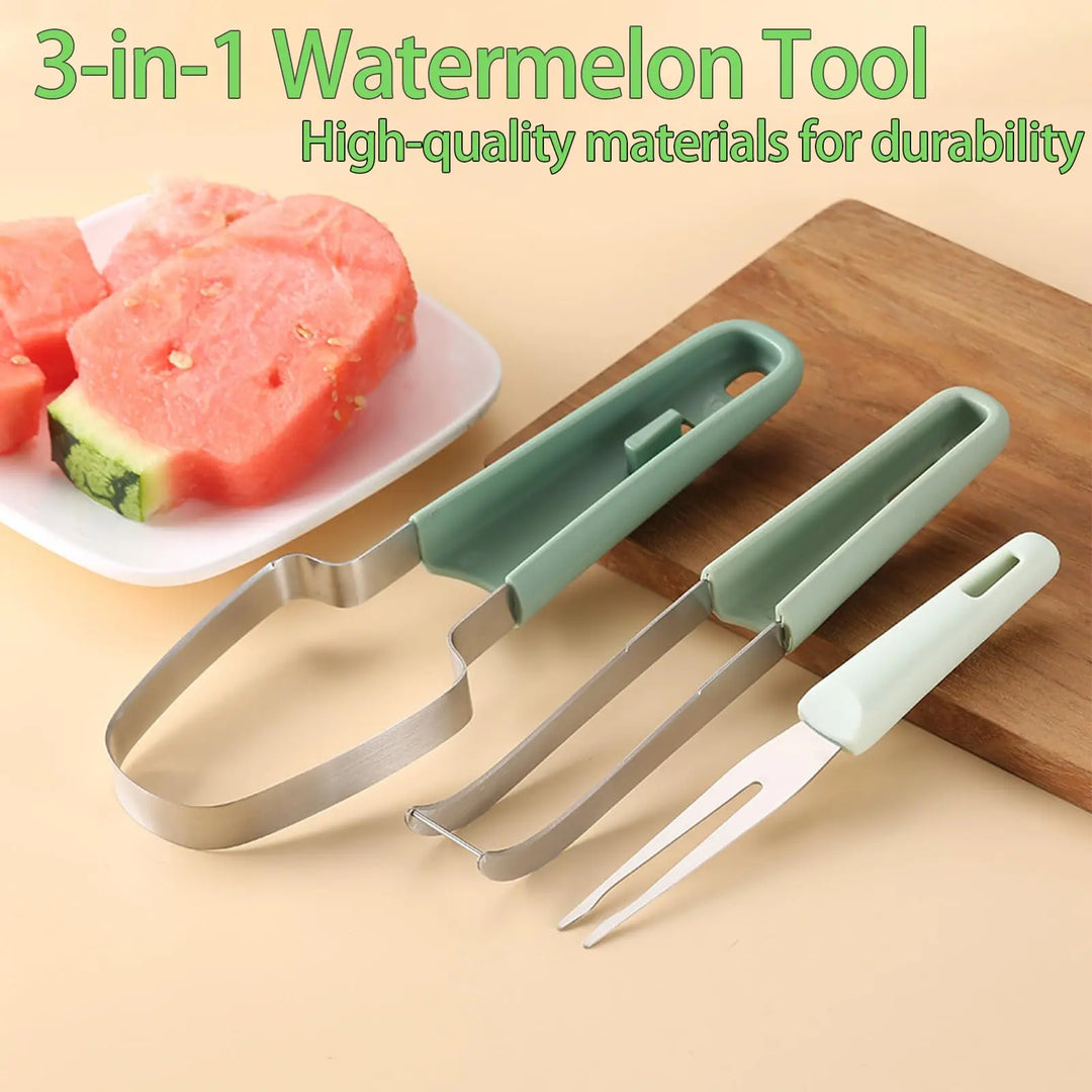 3-in-1 Watermelon Fork Slicer Stainless Steel Fruit Cutting Tool Set | Bowlift