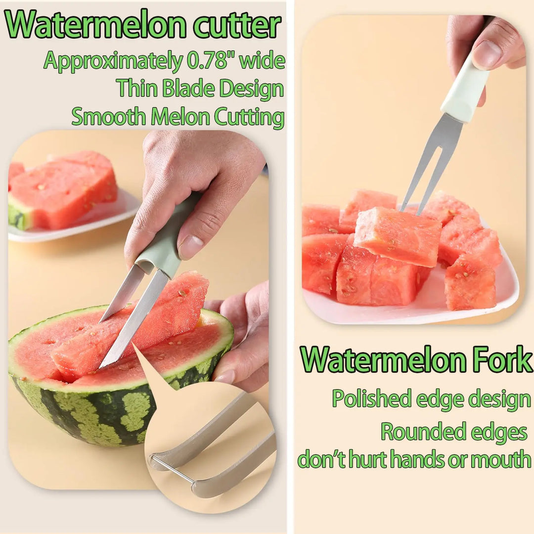 3-in-1 Watermelon Fork Slicer Stainless Steel Fruit Cutting Tool Set | Bowlift