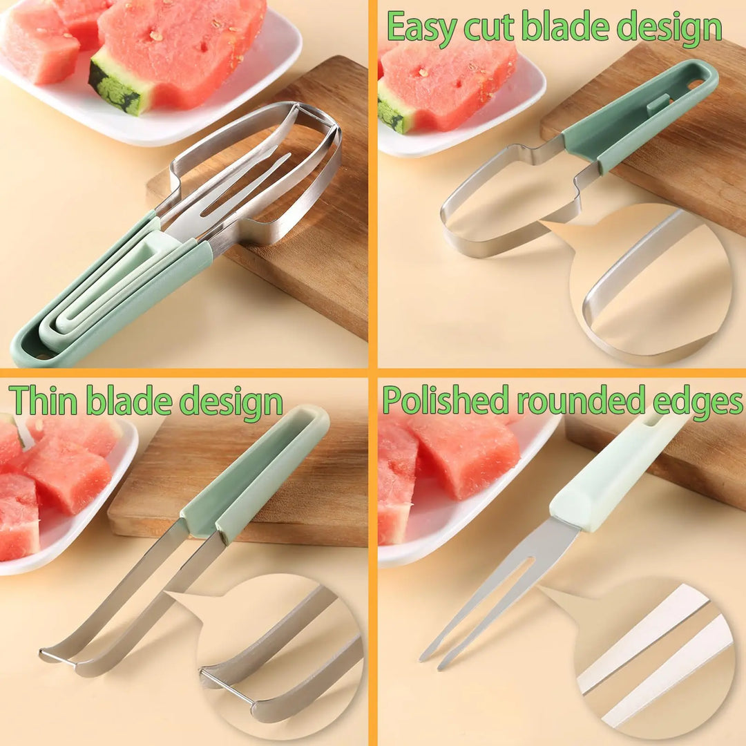3-in-1 Watermelon Fork Slicer Stainless Steel Fruit Cutting Tool Set | Bowlift