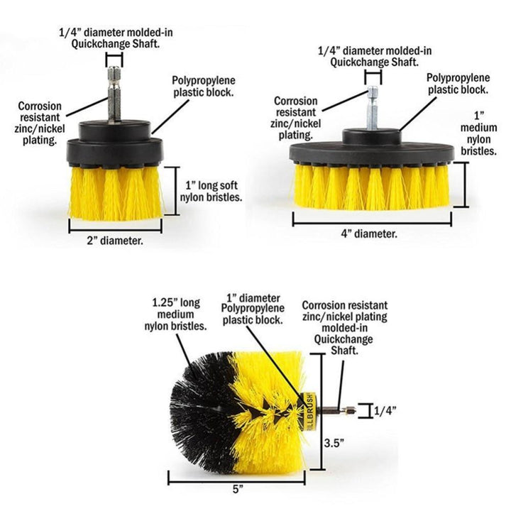 BowLift | IcoolGadgets 3 pcs/set Power Scrubber Brush Drill Brush Clean for Bathroom Surfaces Tub Shower Tile Grout Cordless Power Scrub Cleaning Kit