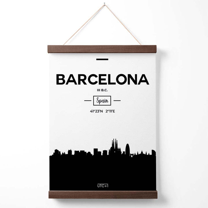 Barcelona Black and White City Skyline Poster with Holder | Bowlift
