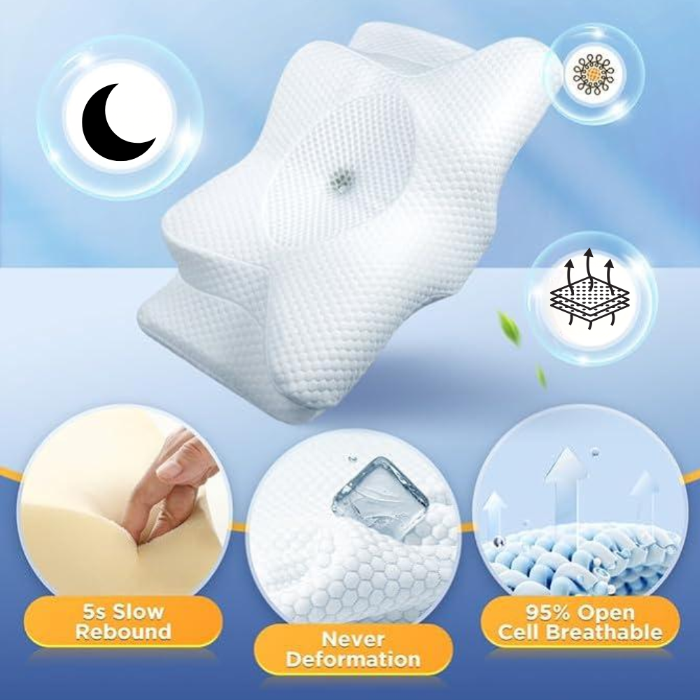 BowLift | Cervical Pillow for Neck Pain Relief – Orthopedic Memory Foam Neck Support Pillow for Cervical, Shoulder & Back Alignment