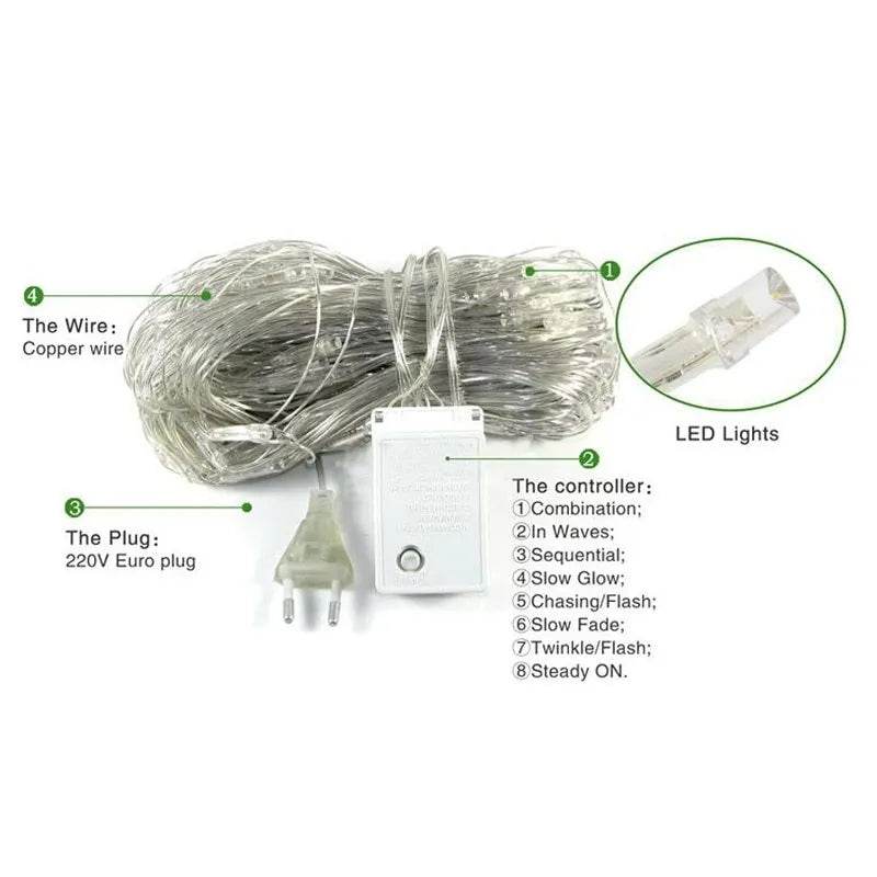 BowLift | Christmas led lights string lights outdoor waterproof fishnet lights full of stars paved holiday lights wedding ins decorative lights