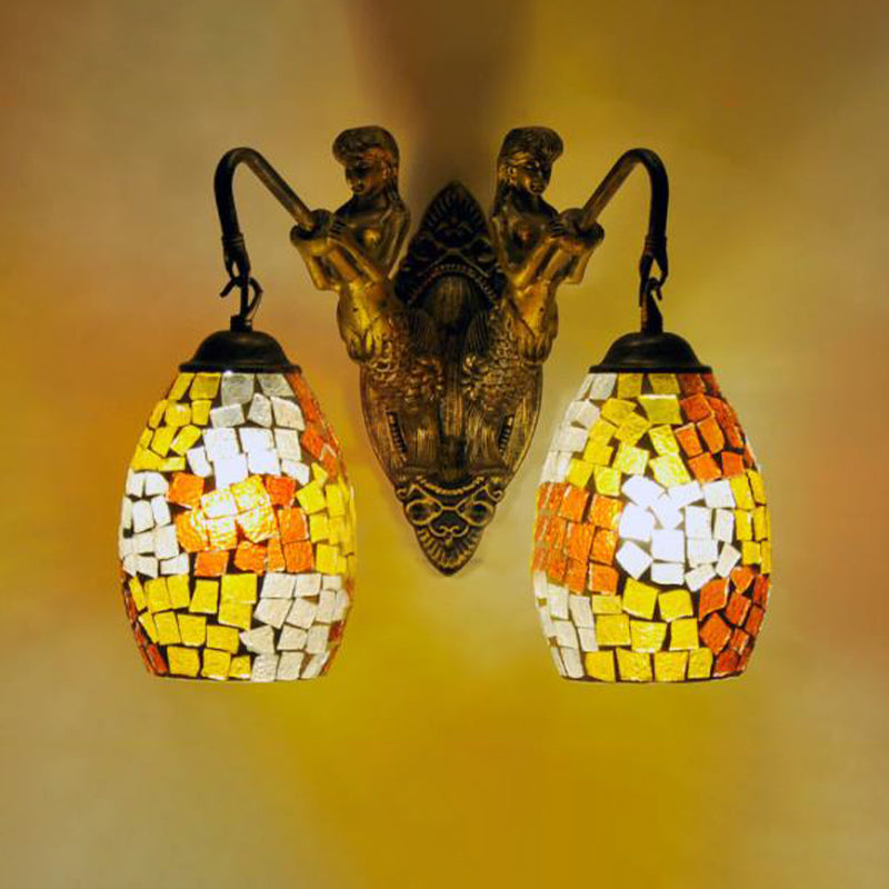 BowLift | Maestro wall lamp Mediterranean hand-cut glass 2 lights white/red/yellow wall lamp socket