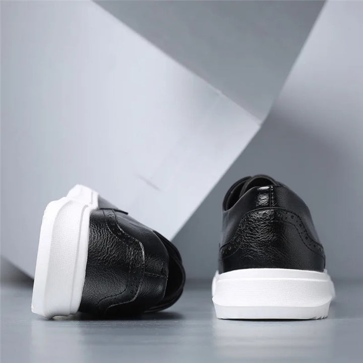 Leather Brogue Sneakers with Rubber Sole