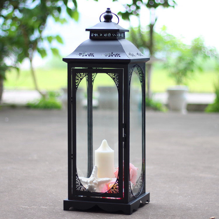 Antique-Style Metal and Glass Lantern Trio with Hinged Door and Carry Ring Bowlift