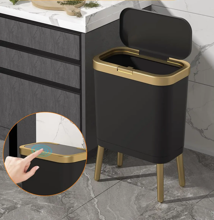 GoldenSlim Modern Trash Can with Lid Bowlift