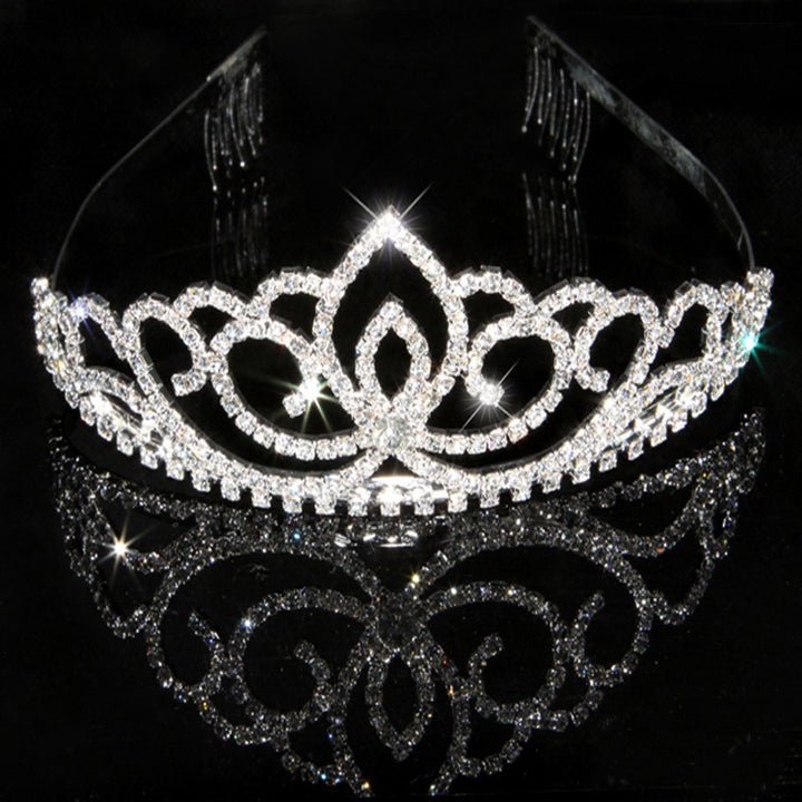 Ladies Elegant Rhinestone Tiara with Floral Design Bowlift