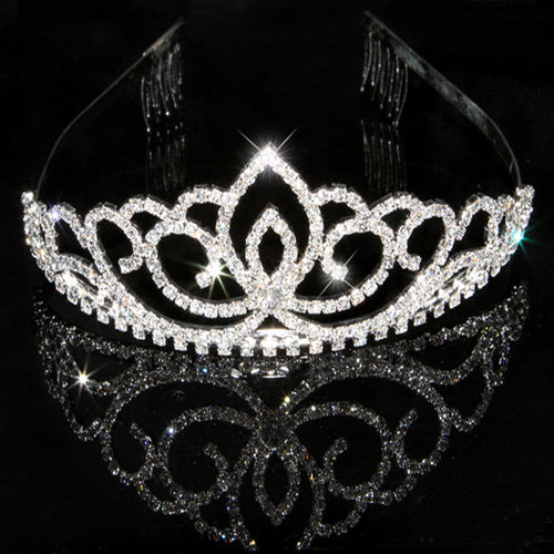 Ladies Elegant Rhinestone Tiara with Floral Design Bowlift