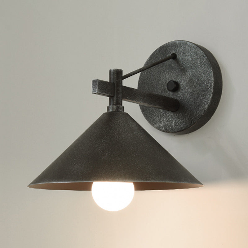 BowLift | Metal Cone Wall Light Vintage 1 Light Outdoor Wall Light in Black/Antique Brass/Old Silver