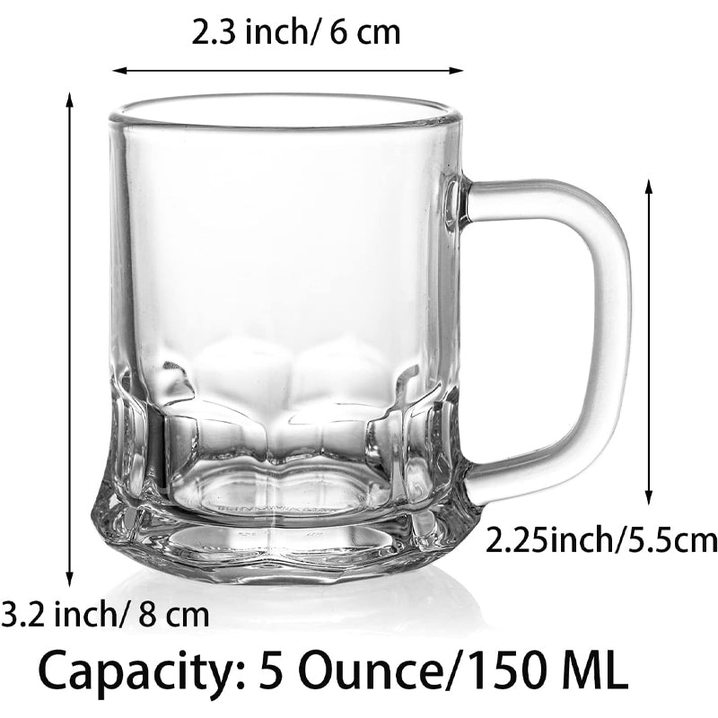 BowLift | 150ml/5oz Mini Beer Mug Beer Tasting Glass Beverage Drinking Glass with Handle