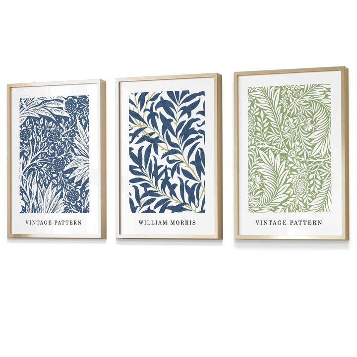 Blue & Green William Morris Vintage Flowers Framed Wall Art | Bowlift