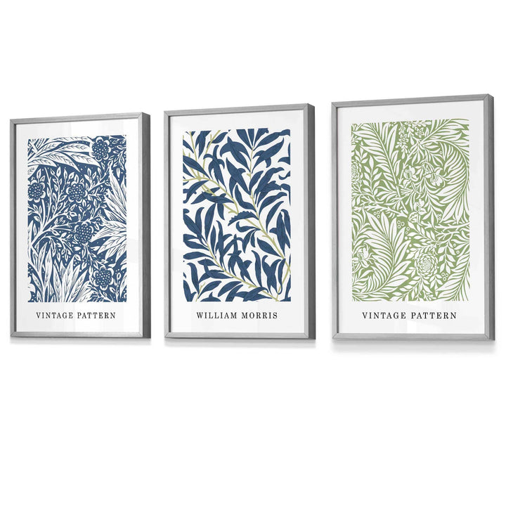 Blue & Green William Morris Vintage Flowers Framed Wall Art | Bowlift