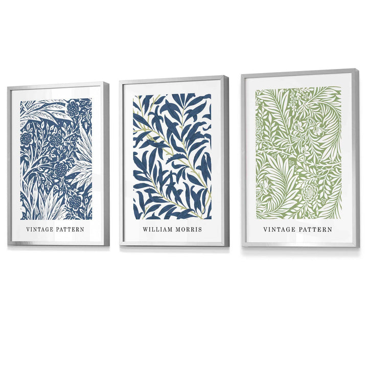 Blue & Green William Morris Vintage Flowers Framed Wall Art | Bowlift
