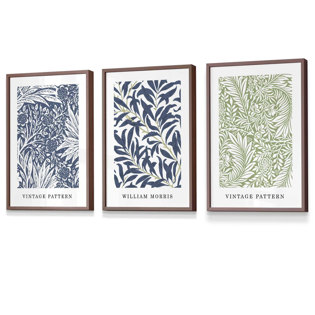Blue & Green William Morris Vintage Flowers Framed Wall Art | Bowlift