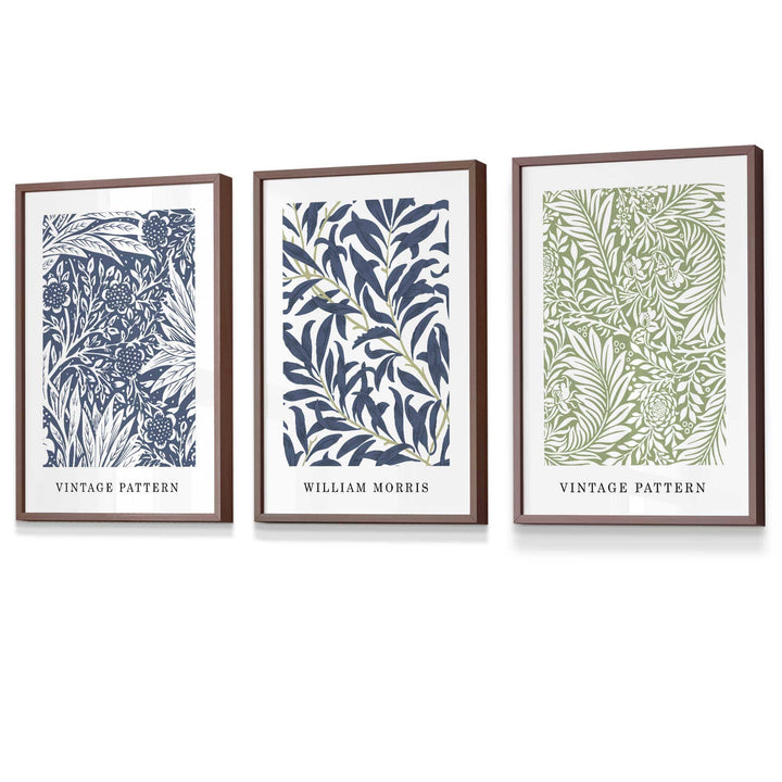 Blue & Green William Morris Vintage Flowers Framed Wall Art | Bowlift