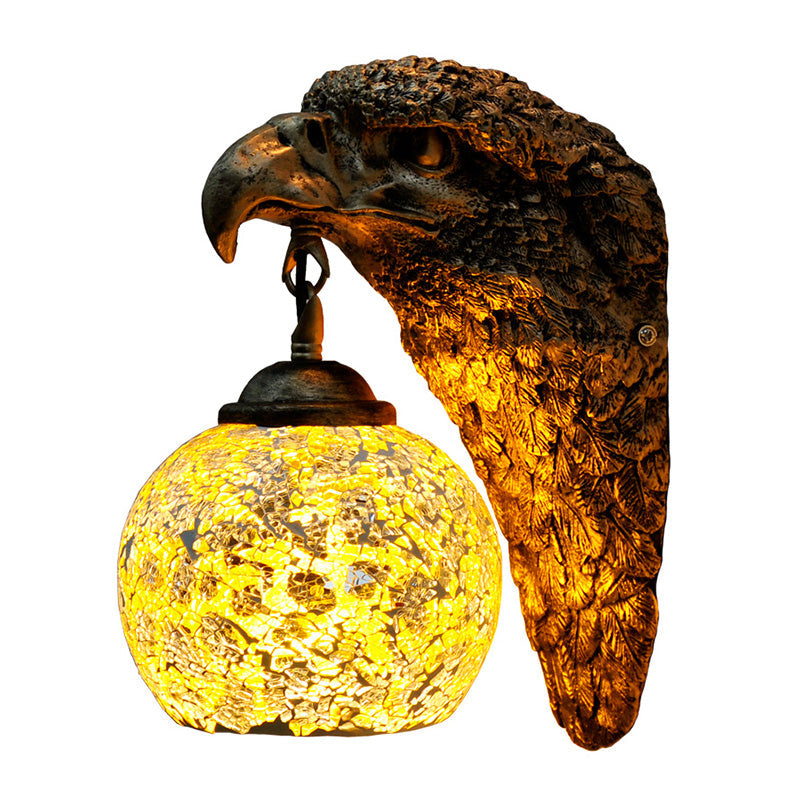 BowLift | Cut Glass Silver/Beige/Red Wall Mounted Lighting Owl Head 1 Light Mediterranean Wall Light for Balcony