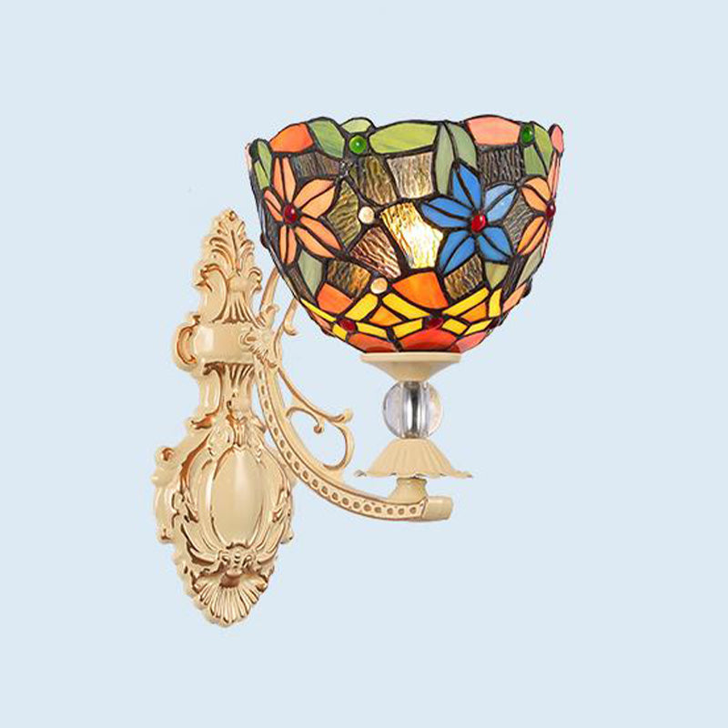 BowLift | Dome/Ster Wall-Mounted Lighting Fixture Victorian Spotted Glass 1 Light White/Red/Orange Wall Lamp for Hallway