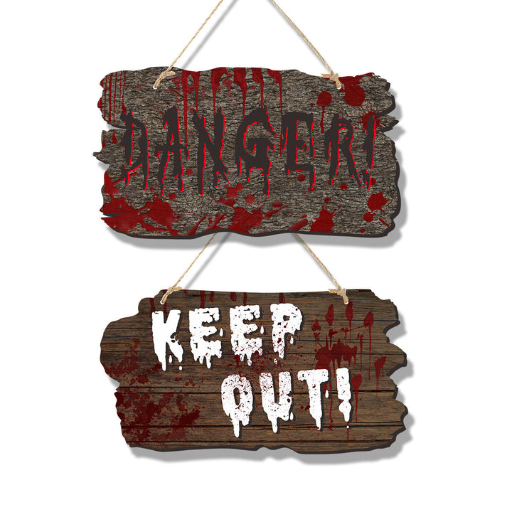 BowLift | Halloween Door Sign – Wooden Look Plates with Pumpkin, Skull, and Witch Designs