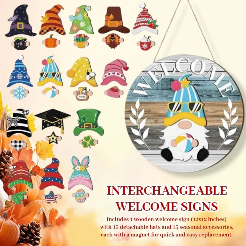 BowLift | The best Christmas decorationsInterchangeable welcome sign with wooden gnome