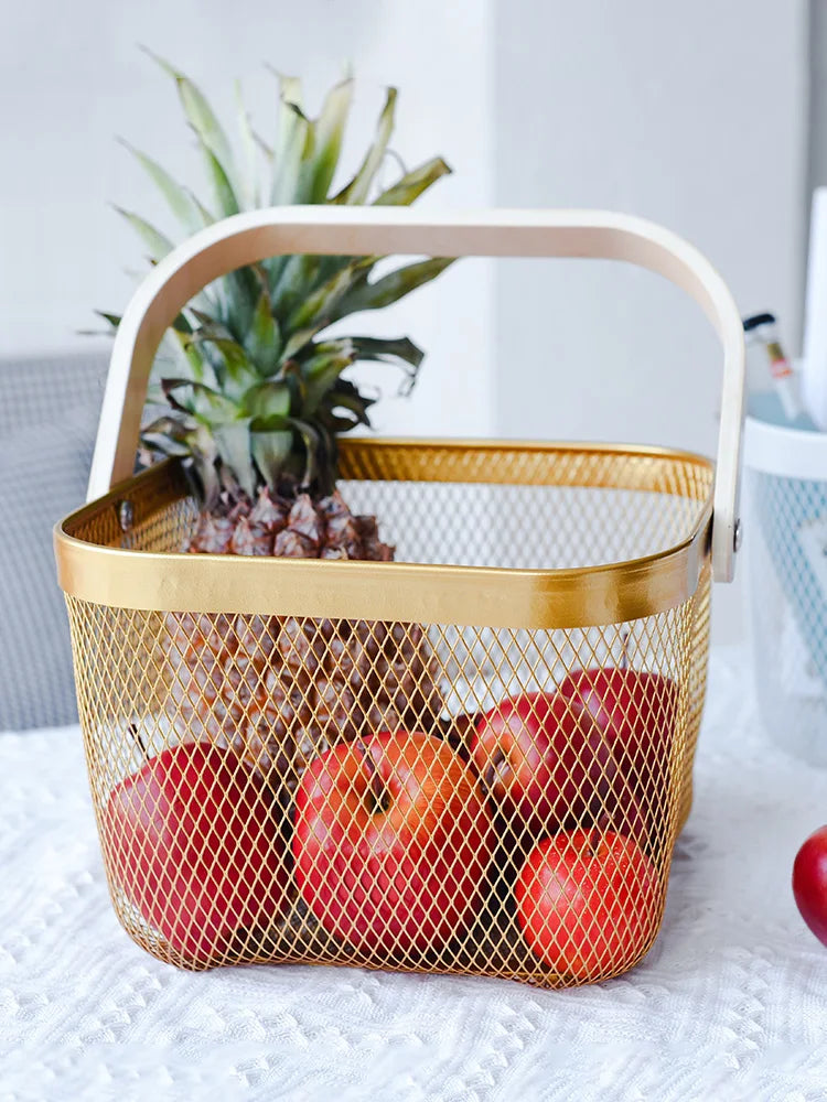 BowLift | Iron Art Fruit Basket with Bamboo Handle