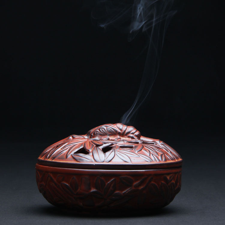 Elegant Leaf-Decorated Incense Burner