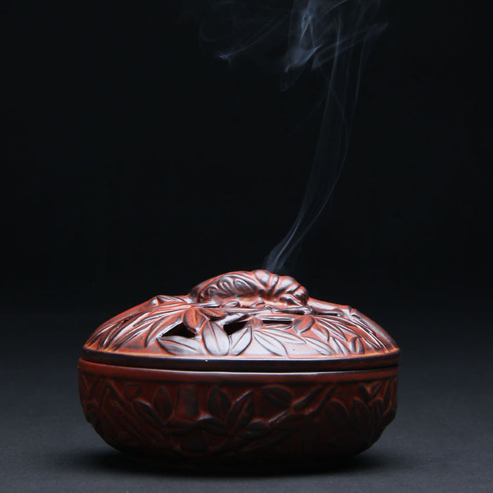 Elegant Leaf-Decorated Incense Burner