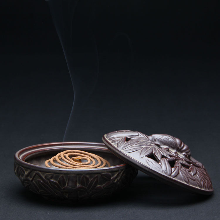Elegant Leaf-Decorated Incense Burner