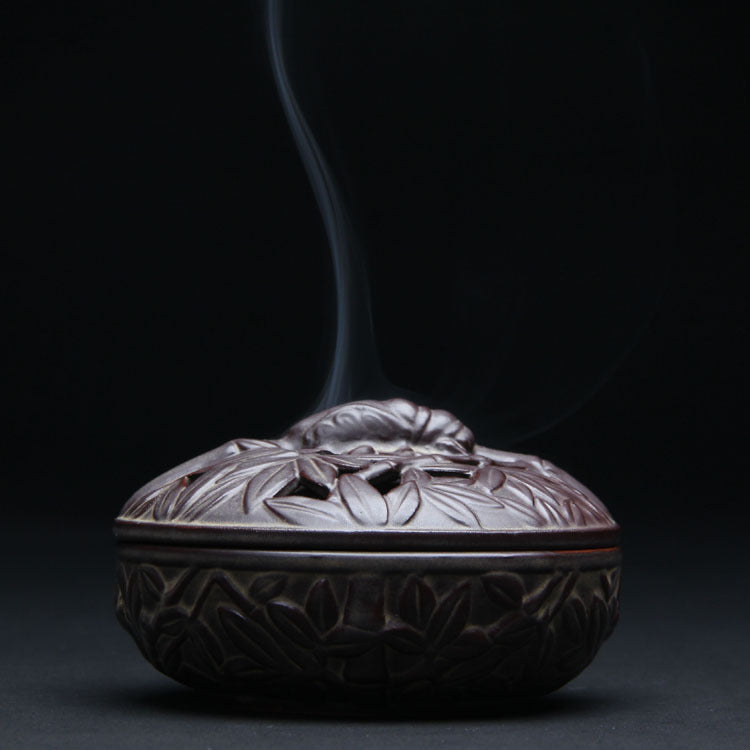 Elegant Leaf-Decorated Incense Burner