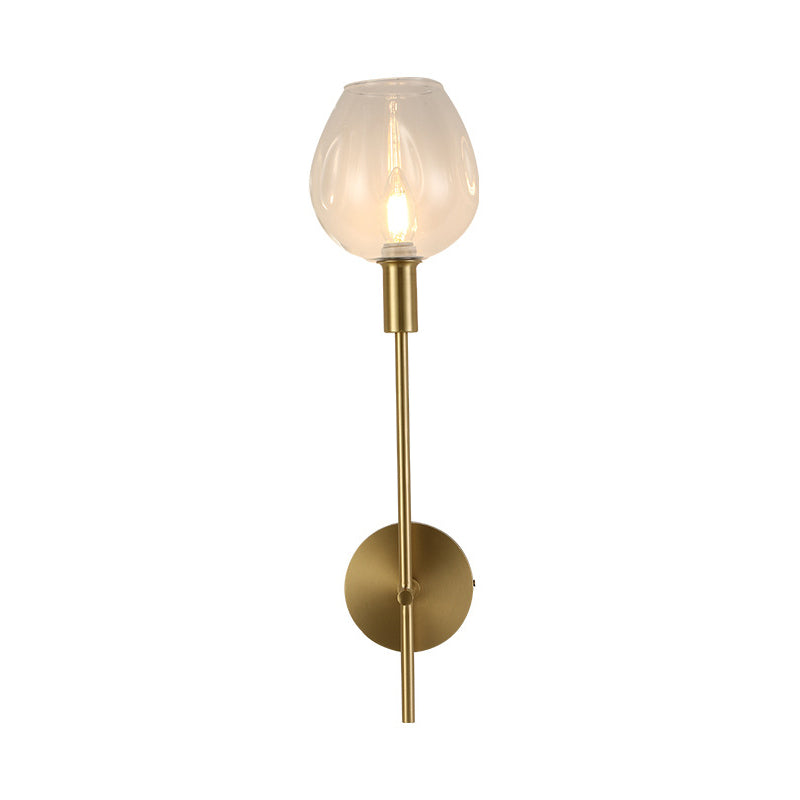 BowLift | Clear Glass Cup Wall Light Modern 1 Head Wall Mounted Lamp in Gold with Metal Pencil Arm