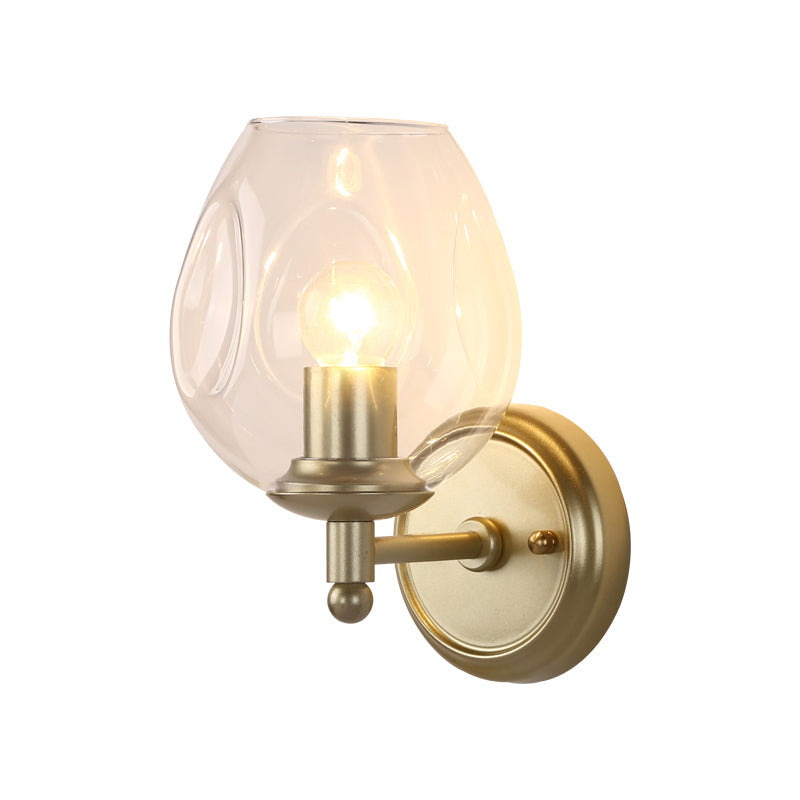 BowLift | Contemporary wall lamp with clear, curved glass, 1 head, wall mounting, in gold