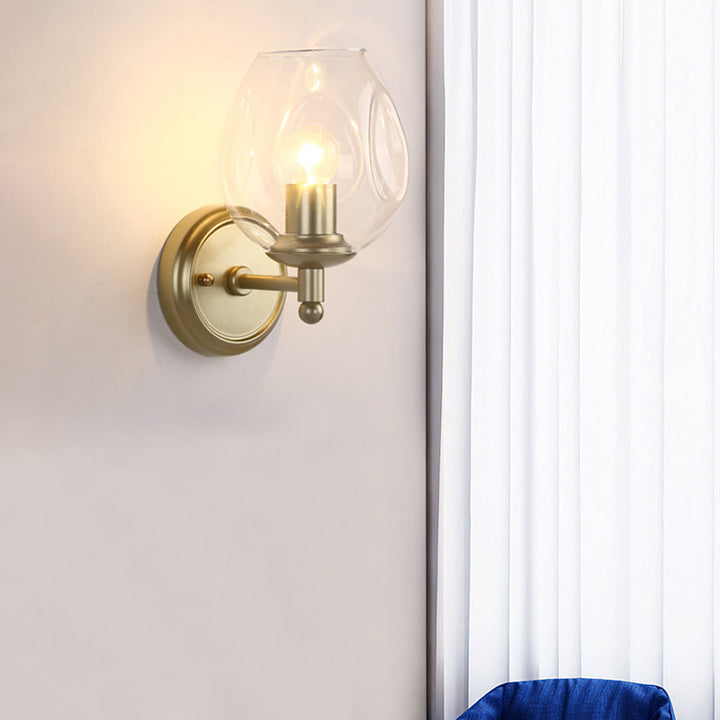 BowLift | Contemporary wall lamp with clear, curved glass, 1 head, wall mounting, in gold