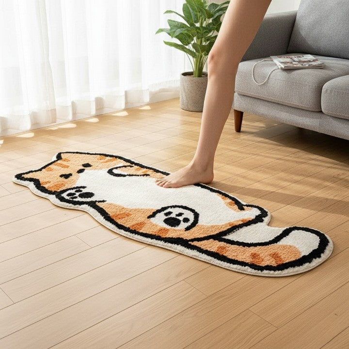 Playful Cat Area Irregular Rug | Bowlift