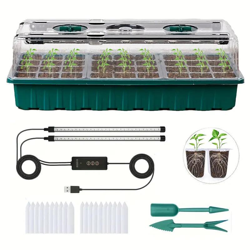 BowLift | Growmida Indoor Growing Set | With LED Plant Light & Adjustable Humidity Cover | 36-Cell Seedling Station | Incl. Accessories