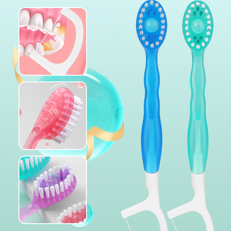 BowLift | Mini Toothbrush 5 in 1 Tool (Toothpaste + Floss + Pick + Tongue Scraper) Portable Travel Set