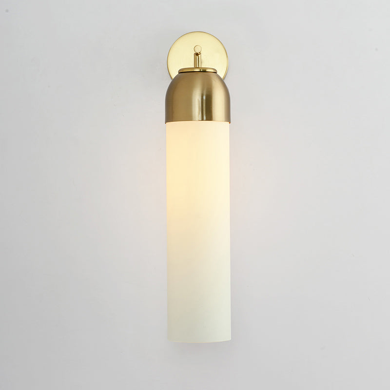 BowLift | Modernist Tubular Wall Light Cream/Green Glass 1 Head Living Room Wall Lighting with Metal Arm