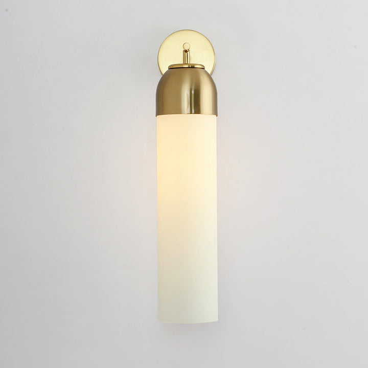 BowLift | Modernist Tubular Wall Light Cream/Green Glass 1 Head Living Room Wall Lighting with Metal Arm