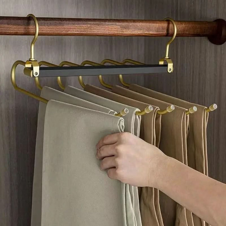 BowLift | SpaceLuxe Aluminum Pants Hanger – Multi-Layer, Space-Saving Closet Organizer