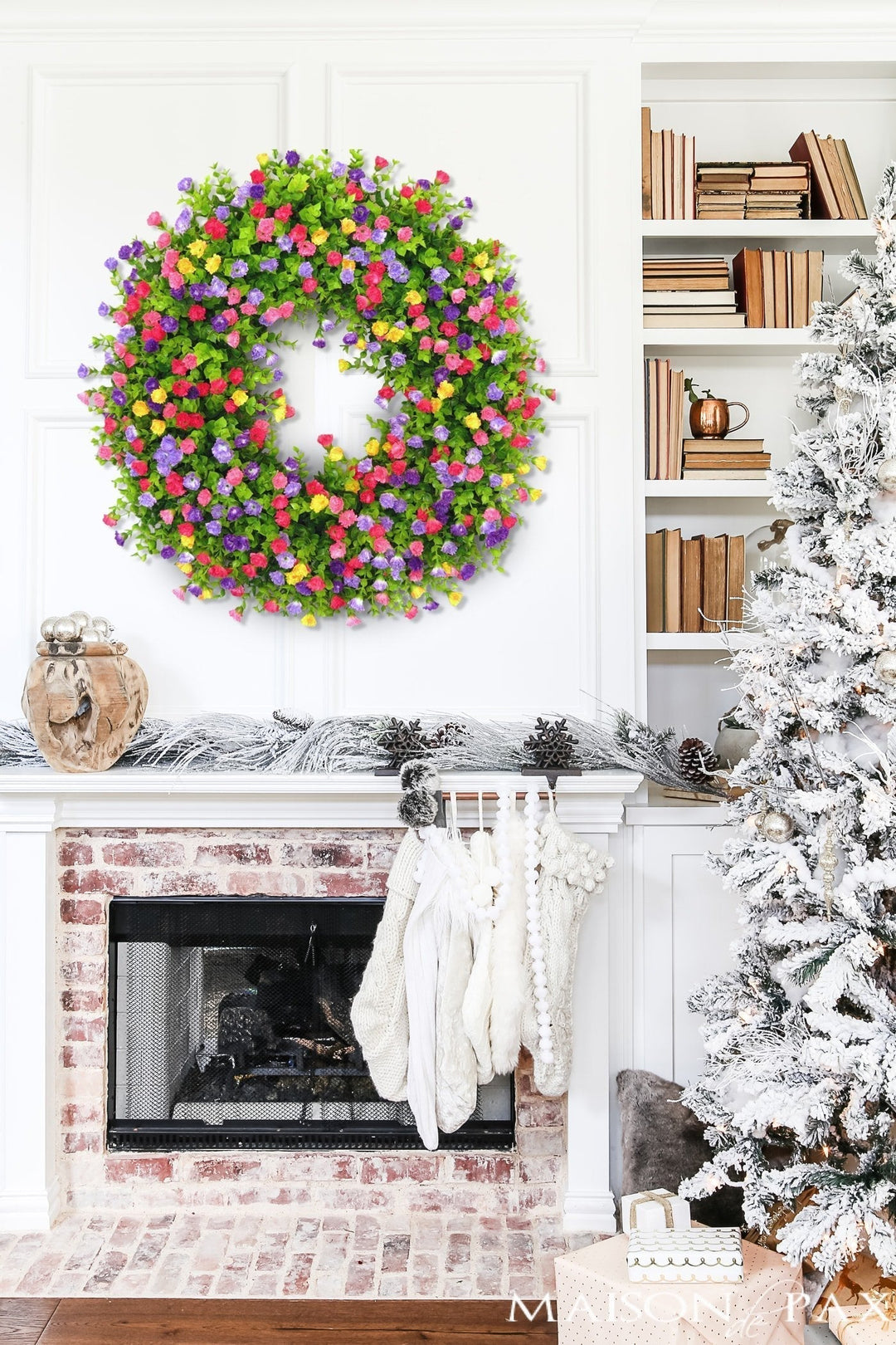 BowLift | BloomWreath Spring & Summer Front Door Wreath | Handmade Floral Grapevine Accent