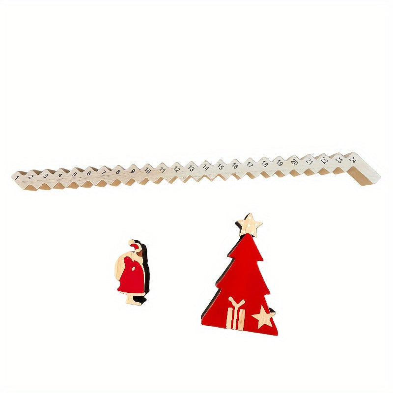 BowLift | Santa Advent Calendar – 24-Day Wooden Christmas Countdown with English Text, Tabletop Holiday Decor for Parties, Homes, and Festive Displays