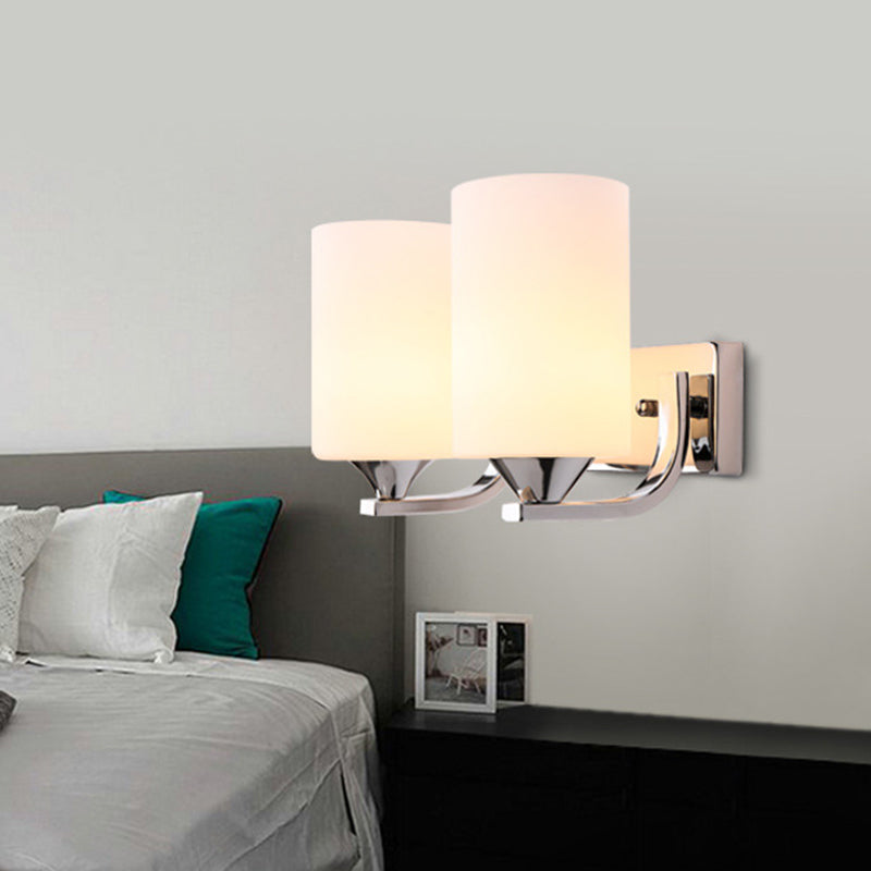 BowLift | Chromatic Cylindrical Wall Lamp Modernist 2 Heads Milk Glass Wall Mount Lighting